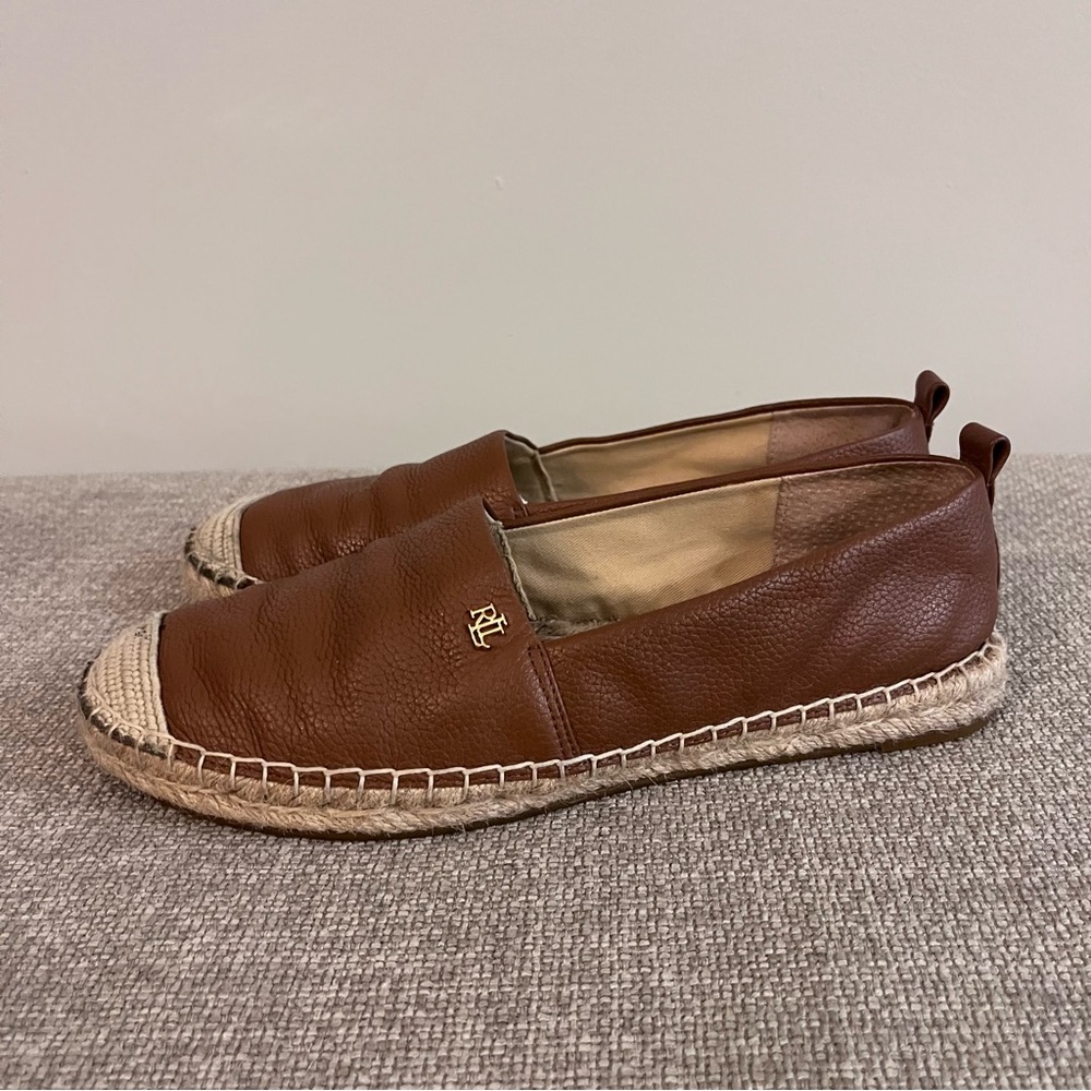Lauren Ralph Lauren Brown Leather Espadrille Flats